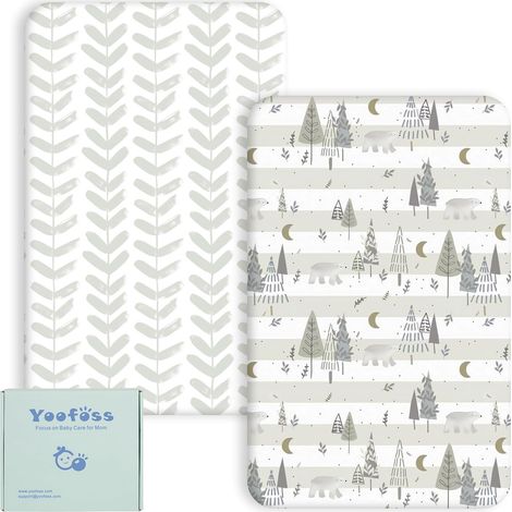 Lot de 2 Draps Housse Bebe Microfibre Respirante Protégé Matelas Ajustable Protection de lit Matelas Bébé Amovible et Lavable 50x89 cm 50x90 cm 55x90 cm pour Lit Berceau et Matelas (1/5)