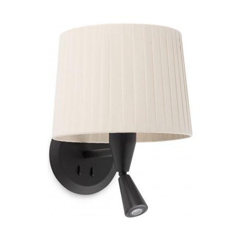 SAMBA Applique murale avec lecteur noire/enrubannée beige 64309-35 (1/2)