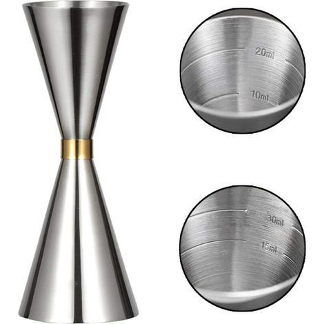 Cocktail Jigger, Double Sided Stainless Steel Cocktail Jigger, Silver Measuring Cup for Professional Bartender 30ml x 45ml Jigger Glasses Cup (1/5)