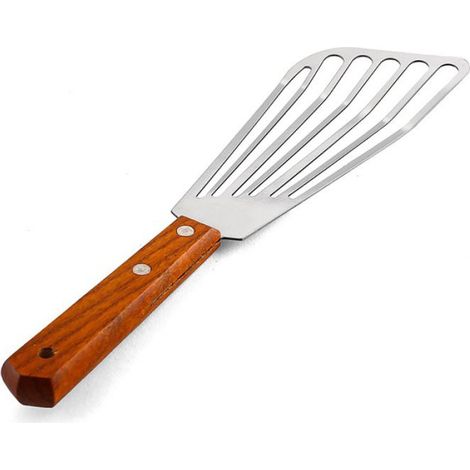 Spatule À Frire - Acier Inoxydable - Manche En Bois - Pour Cuisine Intérieure - 1 Pièce (1/5)