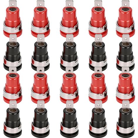 10 Paires Fiche Banane Douille 4 mm Noires et Rouges Fiche Banane Femelle Haut-Parleur Reliure Femelle Post Socket Jack Pour équipements Industriels (1/5)