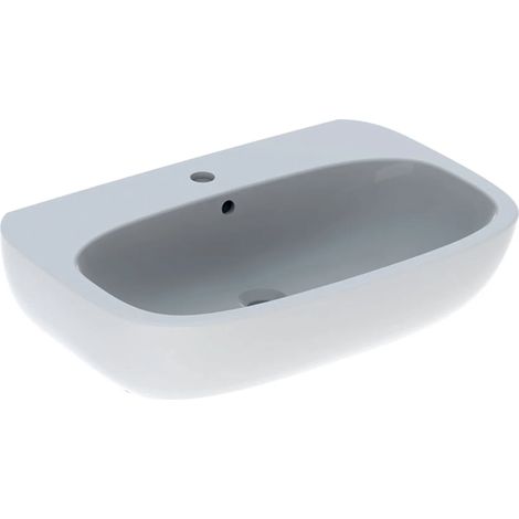 Lavabo suspendido 65 cm blanco brillo - Geberit Fantasia - Con columna