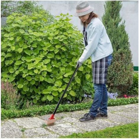 Weed Brush with Telescopic Handle (135 cm), Weed Tool with Wire Brush and Blade Scraper, Remove Moss from Paver Blocks, Driveways (3 Brush Heads) (1/5)