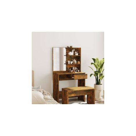 Coiffeuse avec miroir Chêne fumé 74,5x40x141 (1/5)