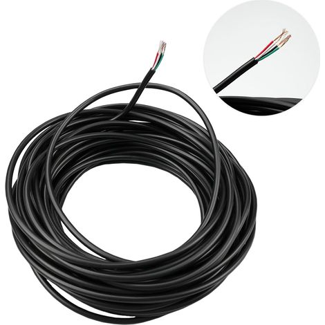 10 Meters Black Electric Cable,28AWG 4 Core Electric Wire Cable  Flexible Copper Cable, Electric Wire 4 Core, Total Outdoor 3MM, for Connecting Cables Lighting Systems (1/5)