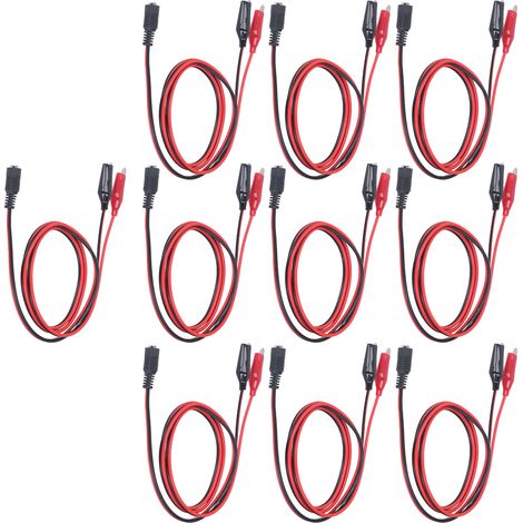 Câble d'alimentation CC avec double pince de test, âme en cuivre, adaptateur secteur pour charge de batterie, 1 m (3,3 pi), 10 connecteurs femelles CC (1/5)