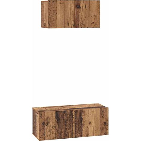 Maison Exclusive - TV-Schrankset Wandmontiert 2 pcs Altholz Holzw