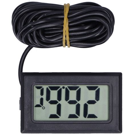 Thermomètre numérique filaire mini à écran LCD, instrument électronique de mesure de température FY13001 Noir (1/5)