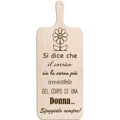 Lupia - Tagliere Decorativo LIGHT con manico in Legno 14,5x36,5 cm Regalo per la festa della DONNA, compleanno, anniversario, onomastico