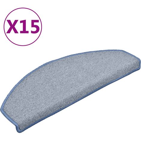 Tapis d'escalier 15 pcs,Marches d'escalier 65 x 24 x 4 cm Gris clair et bleu Demi-rond Grand CFW414266 (1/5)