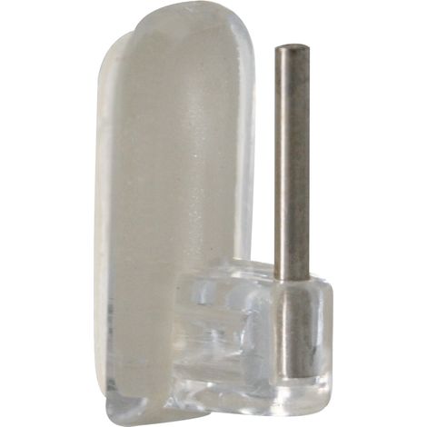 Lot de 4 crochets de tringle sans perçage déportés Transparent 2.5x1.5 cm
