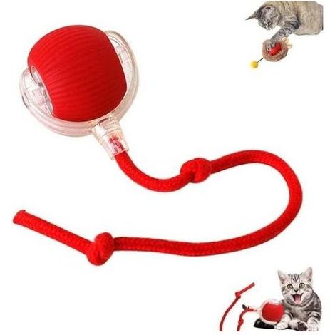 Wiederaufladbarer interaktiver Ball für Katzen und Hunde, 3 Modi, 360°-Drehung, rote Farbe, elektrisches Stimulationsspielzeug (1/5)
