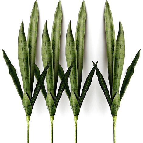 Juego de 4 plantas artificiales de Sansevieria, de 76 cm de altura, planta serpiente artificial para decoración de interiores y exteriores de hogares, jardines, oficinas y tiendas (Amarillo) (1/5)