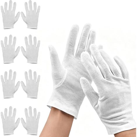 10pcs White Cotton Work Gloves Breathable Reinforced Stitching DIY Gardening Gloves (1/5)