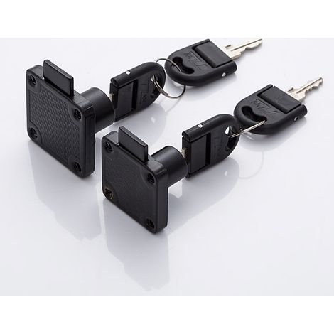 Lot de 4 verrous à came avec clé identique, verrous de sécurité pour armoires, tiroirs, boîtes aux lettres, etc. Noir (1/3)