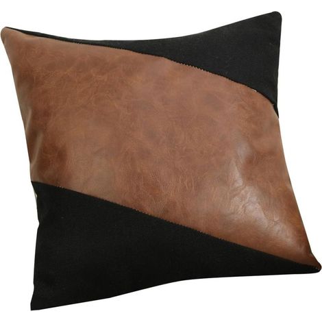 coussin Housse de multifonction en cuir PU et polyester, style patchwork moderne, décoration simple (1/5)