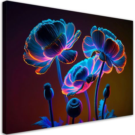Tableau sur toile Tableau sur toile Fleurs néon dans la nature 90x60 (1/5)