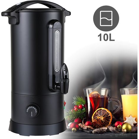 Randaco Glühweinkocher 1800W Heißgetränkespender 10L Auffangschale,Auslasshahn,Thermostat,Überhitzungsschutz Schwarz (1/5)
