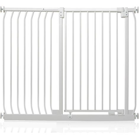 Safetots Barrière De Sécurité Extra Haute Elite, 125cm - 134cm, Hauteur Extra Haute De 96.8cm, Couleur Blanc Mat