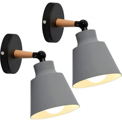 Applique Murale - Plafonnier Réglable 180° - Support Métal E27 - Pour Intérieur Rétro Industriel - Lot de 2 (1/4)