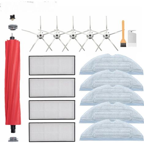 JOORRTBrosse Filtre Lingettes Pièces De Rechange Ensemble D'accessoires Pour Xiaomi Stone S7 T7 T7S T7 Plus-Set 17 -Pack De 17 - Brosse Latérale Blanche (1/4)