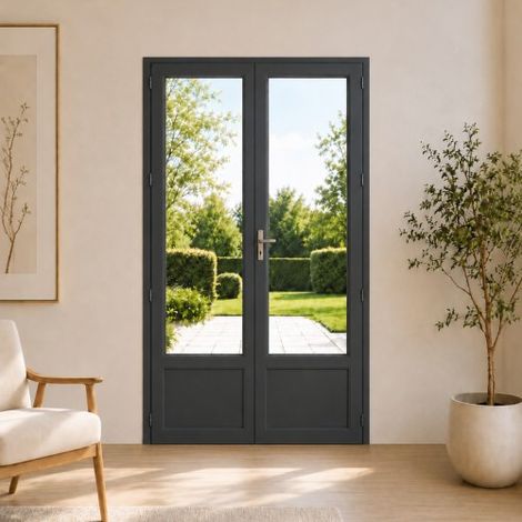 Porte Fenêtre PVC anthracite 2 vantaux hors tout H 208 x L 126 cm 2 vantaux anthracite pour pose en neuf