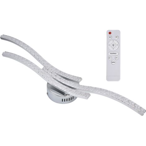 Plafonnier LED avec télécommande, certification CE+ROHS, design moderne scandinave vague, acrylique cristal, trois températures de couleur réglables, dimmable, pour chambre salon cuisine bureau, décor (1/5)