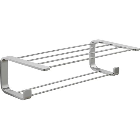 Mensola portasciugamani doppia da muro in ottone, acciaio inox e Cromall 3235 Gedy serie OUTLINE Cromato (1/4)