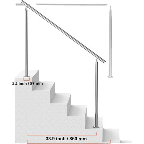 Barandillas para escaleras exteriores, acero inoxidable duradero, fácil instalación, tipo 10-a (1/2)