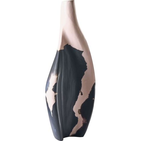 Dekovase LAGOS Mangoholz 40 cm Schwarz / Beige