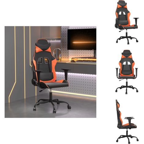 Chaise de jeu Noir et orange Similicuir - Chaises Gaming - Fauteuil Gamer - Chaise Bureau - Chaise Ergonomique - Chaise Confortable (1/5)