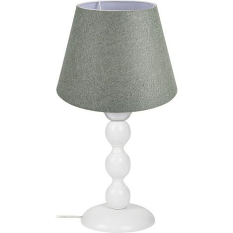 Lampada da tavolo base bianca e paralume tessuto colore verde LAGUNAH272638 (1/5)