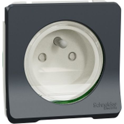 Enchufe de corriente 2p+t IP55 IK08 Conexión automática - Composable - Gris - Mureva Styl
