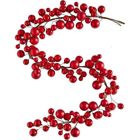 Guirlande Boules Noël - Guirlande Décorative Boules Rouges - Pour Arbre de Noël Intérieur Extérieur Bureau - 1 Pièce 183 cm (1/2)