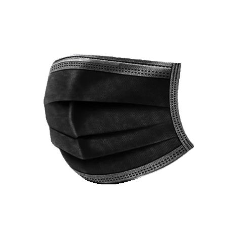 Mascherina monouso a 3 strati, in materiale traspirante, colore nero - 200 pezzi (1/2)