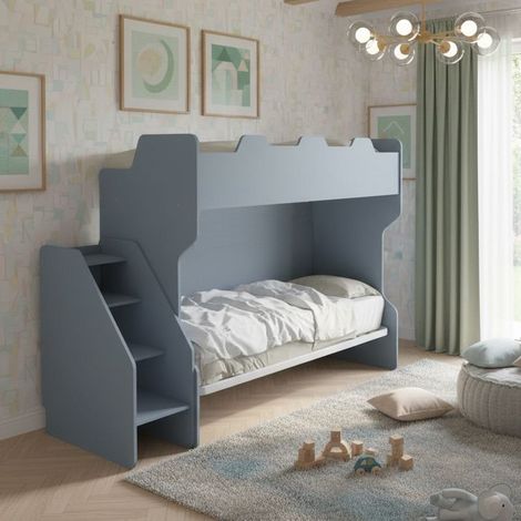Letto a castello salvaspazio con terzo letto estraibile e scala laterale - Ideale per camerette - Avio