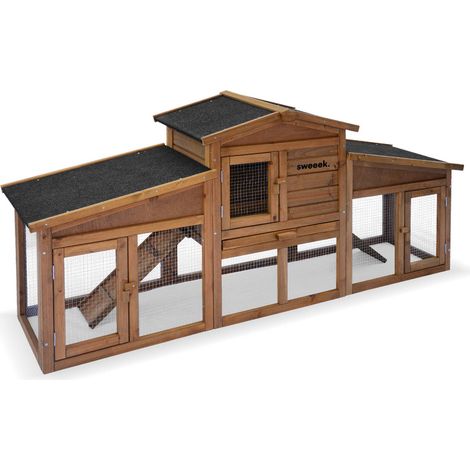 Wooden rabbit hutch Natural 190x46x85 cm - Angora
