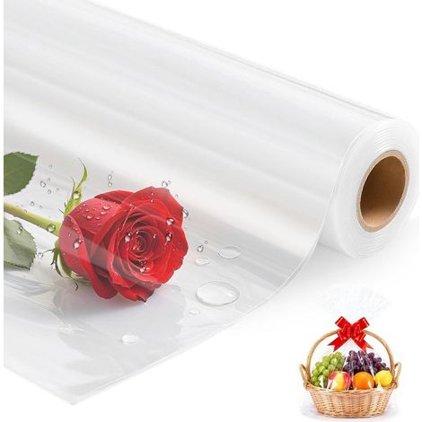 Cellophane Transparent - 86 cm x 30 m - 43 cm Plie - Épaisseur 3 Mil - Pour Emballage Cadeaux Fleurs Fêtes (1/5)