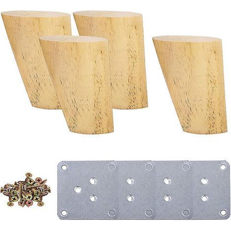 Juego de 4 patas de 6 cm para muebles de madera, patas de mesa inclinadas con placas de montaje y tornillos. (1/5)