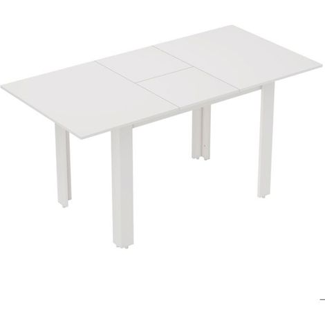 Table salle à manger extensible 120x160x80, plateau MDF laqué blanc Table à manger, rallonge intégrée, surface facile d'entretien (1/5)