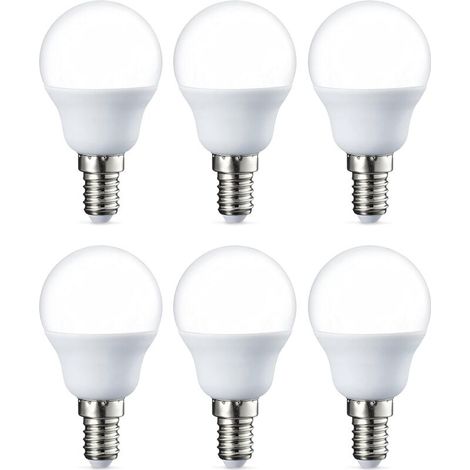 Lot de 6 petites ampoules LED rondes G45 Culot Edison à vis E14 5 W (équivalent 40 W) Blanc chaud Intensité non variable [Classe énergétique F]