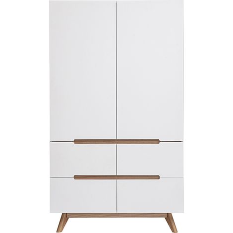 Armadio guardaroba scandinavo bianco e legno chiaro KELMA