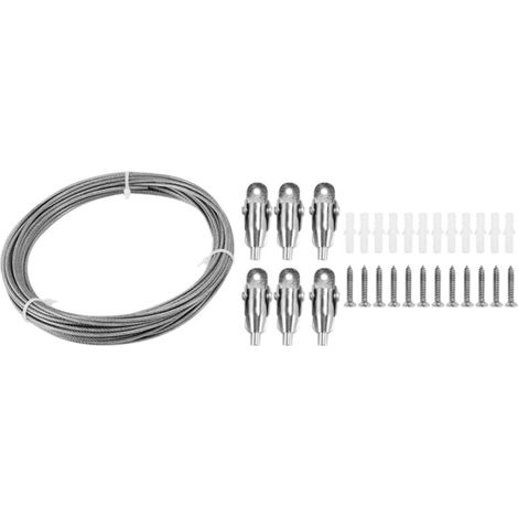 Câble Acier PVC Inoxydable 10Mètres Suspension Lampe Rideau Réglable Corde pour Accrochage (1/4)