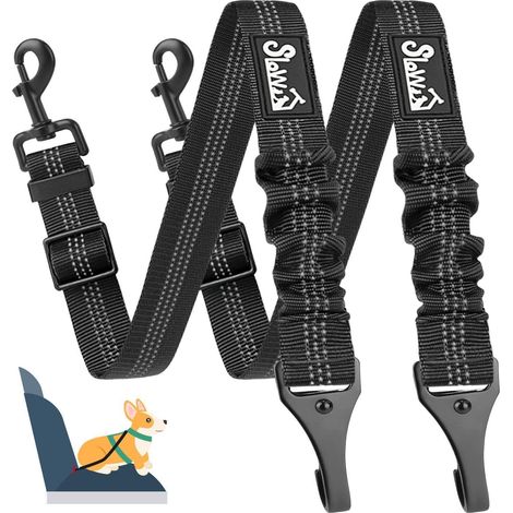 Hunde Sicherheitsgurt für Auto, 2 Stück, verstellbar, bis 50 kg, Schwarz (1/5)