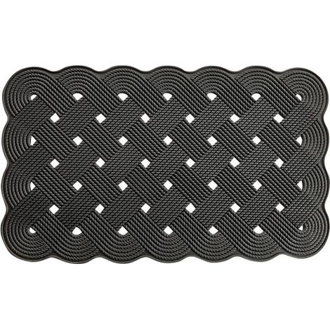 Idmat 3700023638958 Tapis en caoutchouc tressé noir 45x75 cm (1/4)