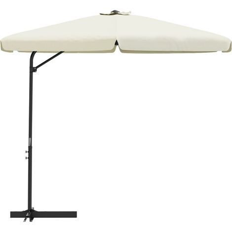 INLIFE Parasol d'extérieur avec mât en acier 300 cm Blanc sable (1/5)