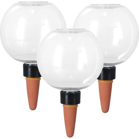 3 Pcs Globe d'Arrosage Plante 500ml, Arrosage Automatique Transparent avec Cône d'Écoulement, Ampoules Boule Système d'irrigation Jardin Plastique, Distributeur d'eau Plantes Intérieur Extérieur (D) (1/2)