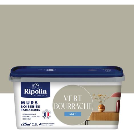 RIPOLIN Innenfarbe 2,5 l, Matt Borretschgrün, für Wände, Holzverkleidungen und Heizkörper RIPOLIN