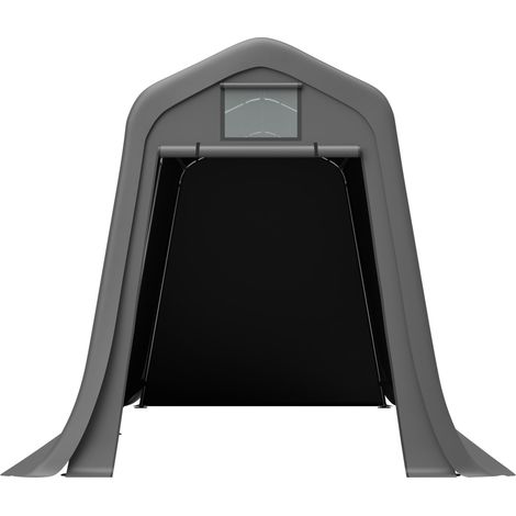 CHICFURN Cobertizo para motos 366x213x225 cm en PE gris oscuro, puerta enrollable (1/5)