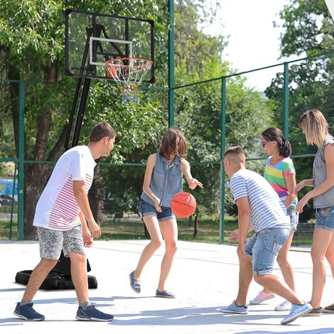 Canasta de Baloncesto Ajustable 236-293 cm con Ruedas Tablero de PC Base Rellenable para Exterior Negro (1/5)